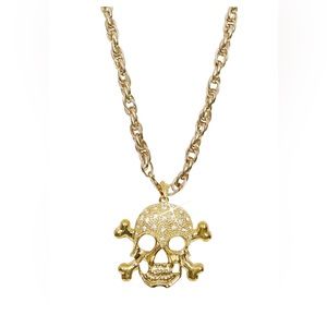 Gold Pirate Chain Necklace Skull Pendant